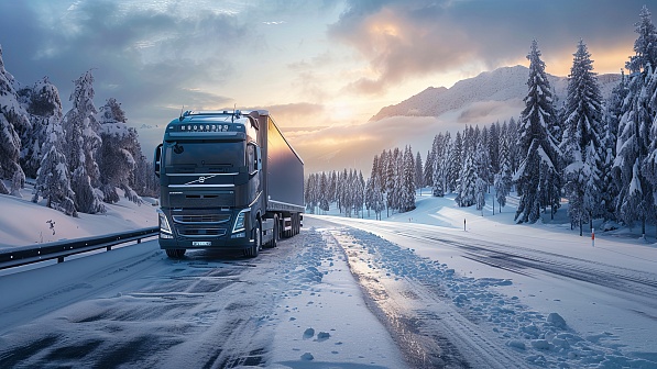 Trucks on winter roads pattern