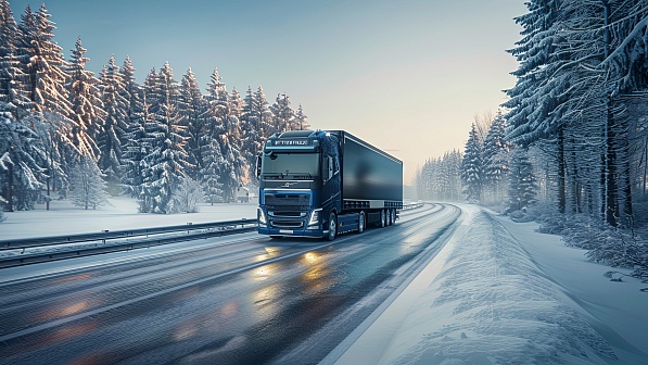 Trucks on winter roads pattern