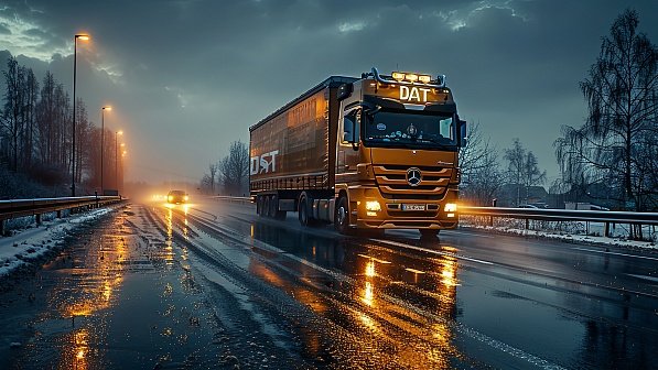 Trucks on winter roads pattern
