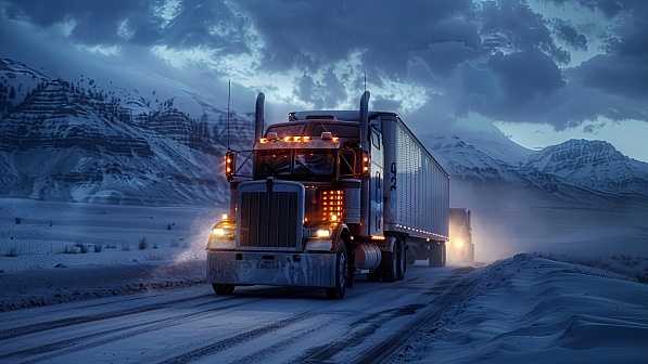 Trucks on winter roads pattern