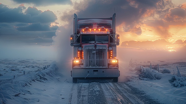 Trucks on winter roads pattern