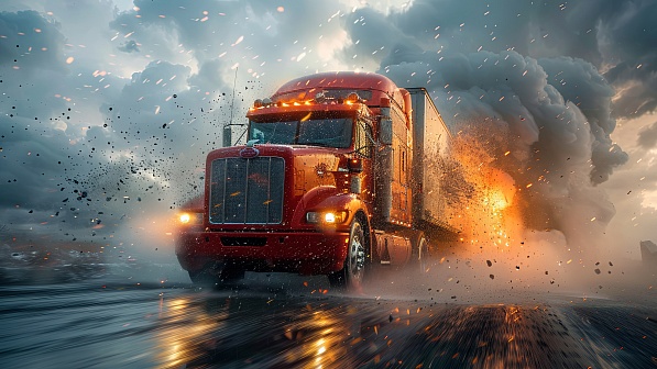Trucks on winter roads pattern