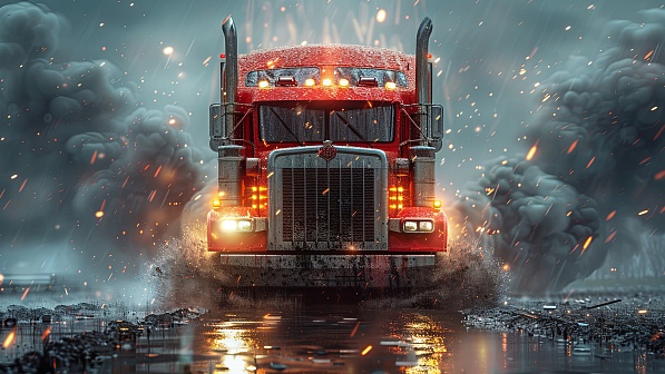Trucks on winter roads pattern