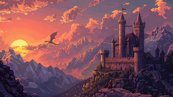 Pixelart castle pattern