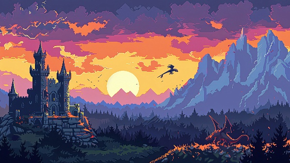 Pixelart castle pattern