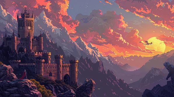 Pixelart castle pattern