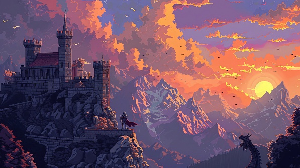 Pixelart castle pattern