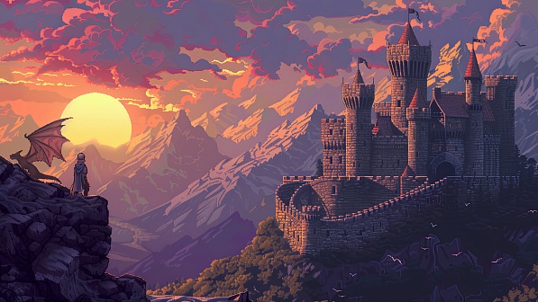 Pixelart castle pattern