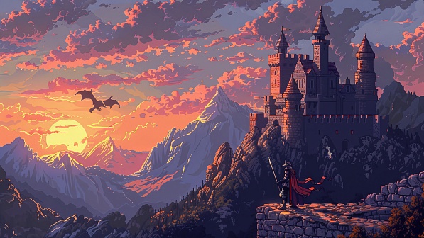 Pixelart castle pattern