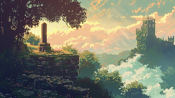 Pixel art style cemetery pattern