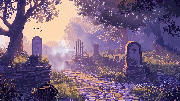 Pixel art style cemetery pattern