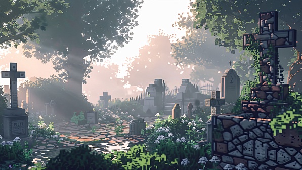 Pixel art style cemetery pattern