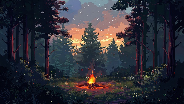 Pixel art style fireplace pattern