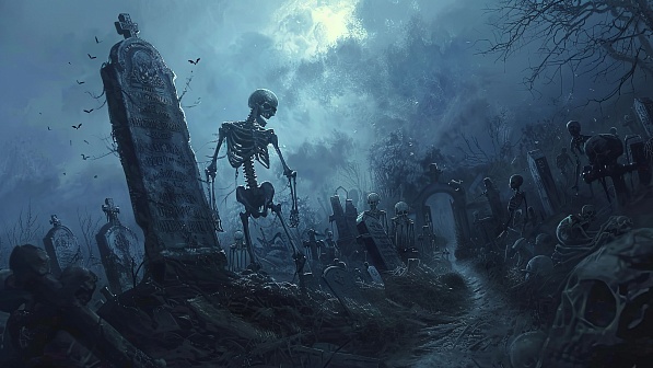 Graveyard with skeletons pattern