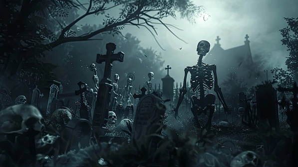 Graveyard with skeletons pattern