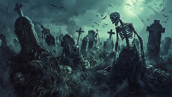 Graveyard with skeletons pattern