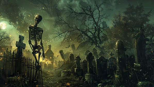 Graveyard with skeletons pattern