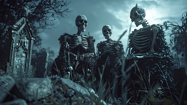 Graveyard with skeletons pattern