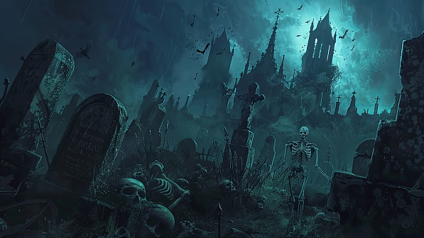 Graveyard with skeletons pattern