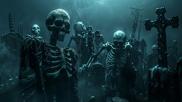 Graveyard with skeletons pattern