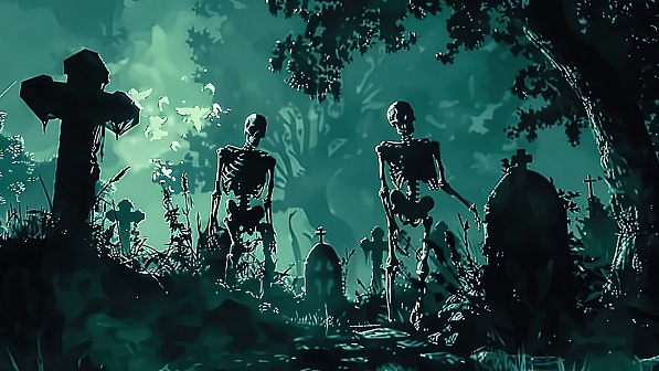 Graveyard with skeletons pattern