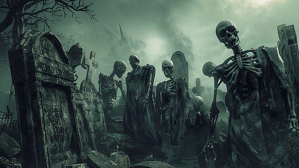 Graveyard with skeletons pattern