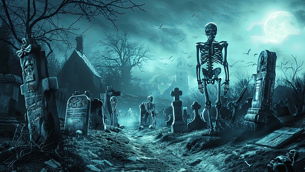 Graveyard with skeletons pattern