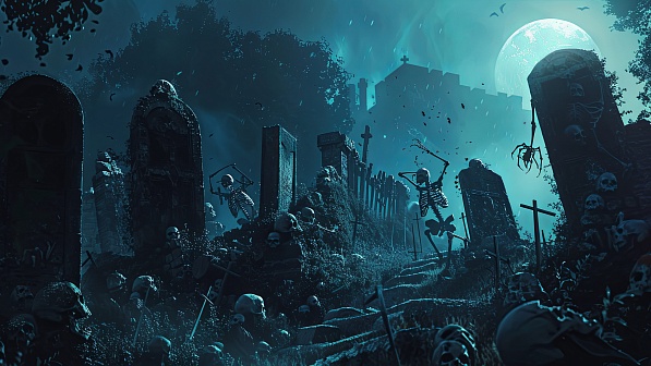 Graveyard with skeletons pattern
