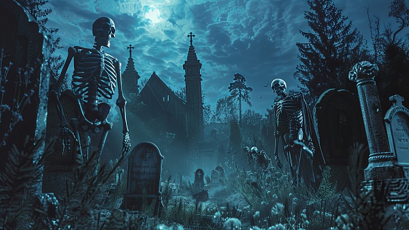 Graveyard with skeletons pattern