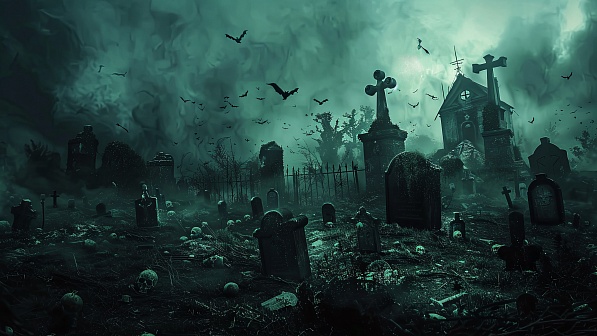 Graveyard with skeletons pattern