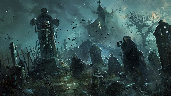 Graveyard with skeletons pattern