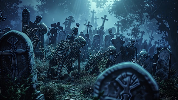 Graveyard with skeletons pattern