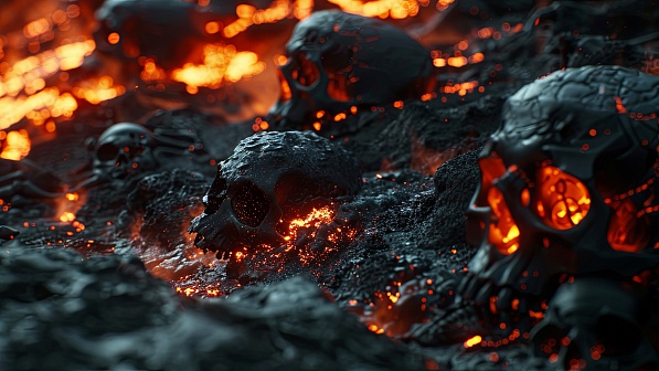 Burning skulls pattern