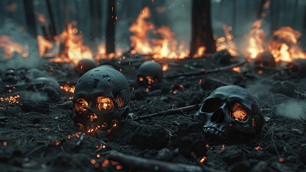 Burning skulls pattern