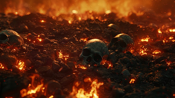 Burning skulls pattern