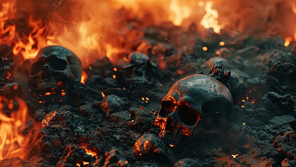 Burning skulls pattern