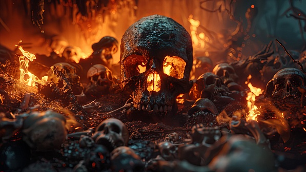 Burning skulls pattern