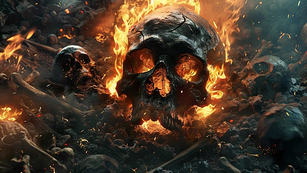 Burning skulls pattern