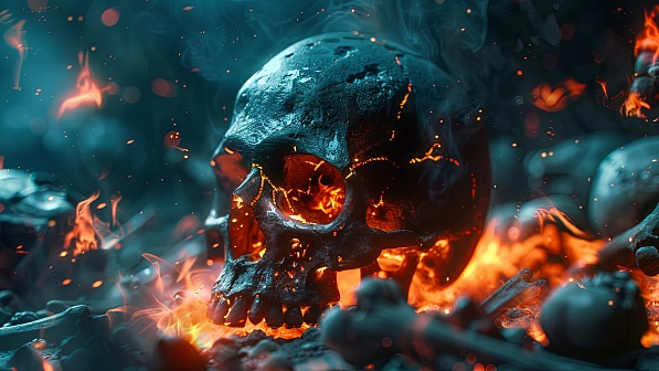 Burning skulls pattern