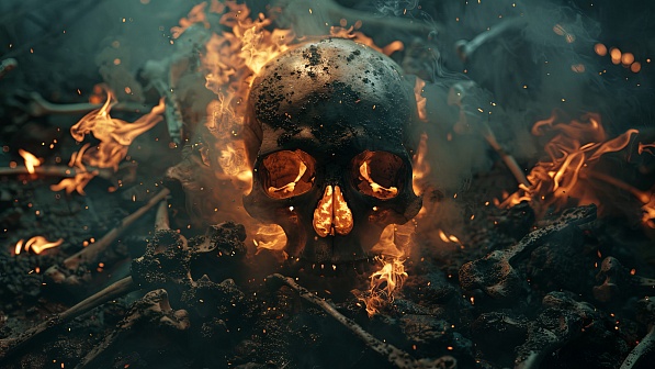 Burning skulls pattern