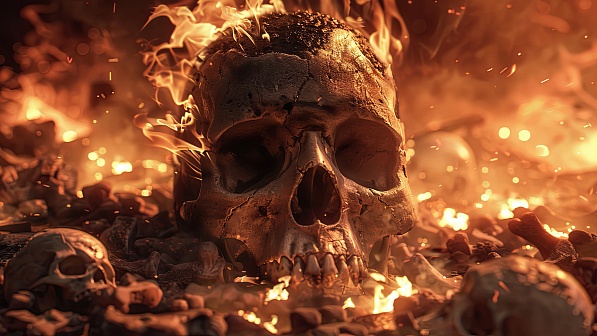 Burning skulls pattern