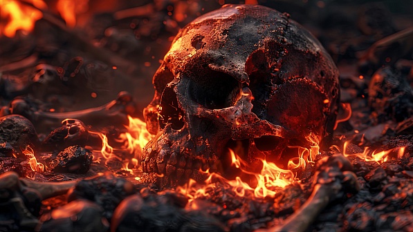 Burning skulls pattern