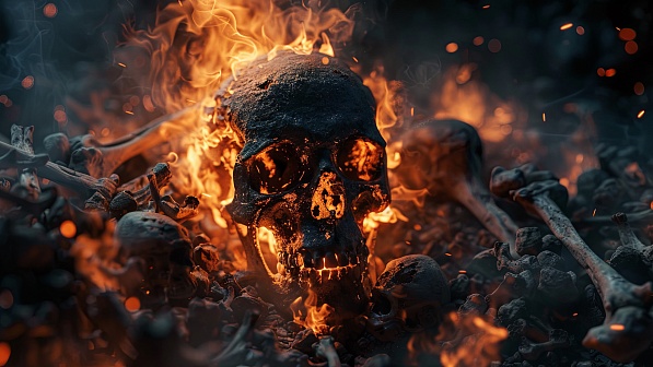 Burning skulls pattern