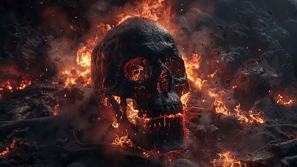 Burning skulls pattern