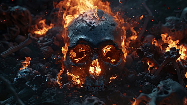 Burning skulls pattern
