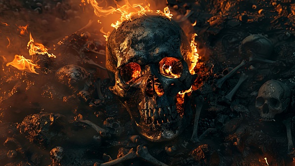 Burning skulls pattern