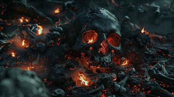 Burning skulls pattern