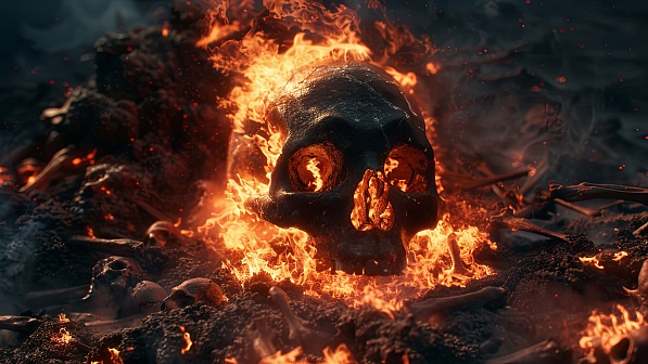Burning skulls pattern