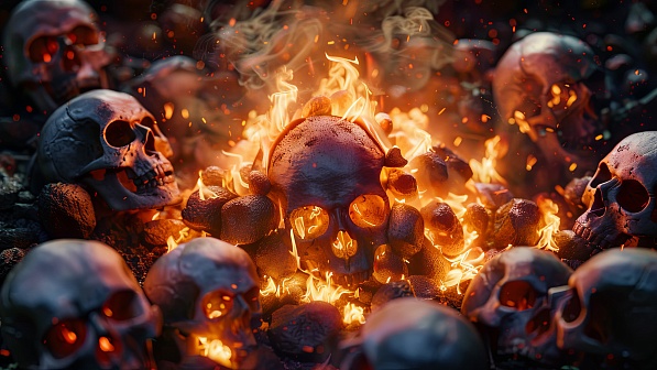 Burning skulls pattern