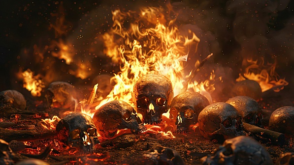 Burning skulls pattern